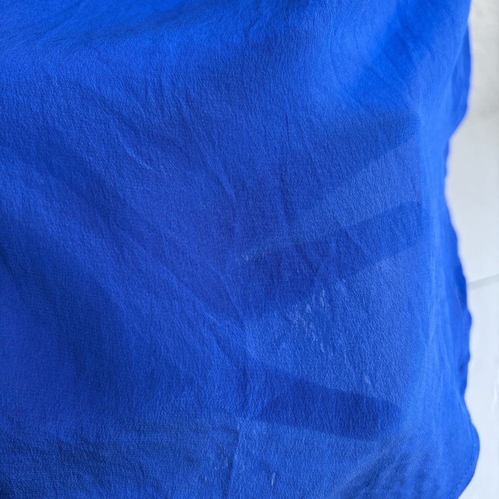 Maeve Anthro Silk 0 Blouse Sleeveless Button Carissa & Cobalt Colorbock Collar - Picture 8 of 10